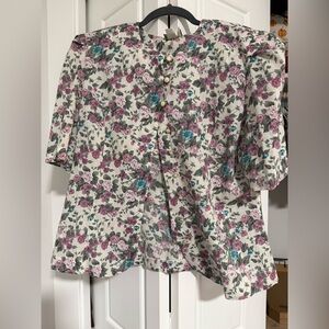 Vintage Floral Button-Up Blouse